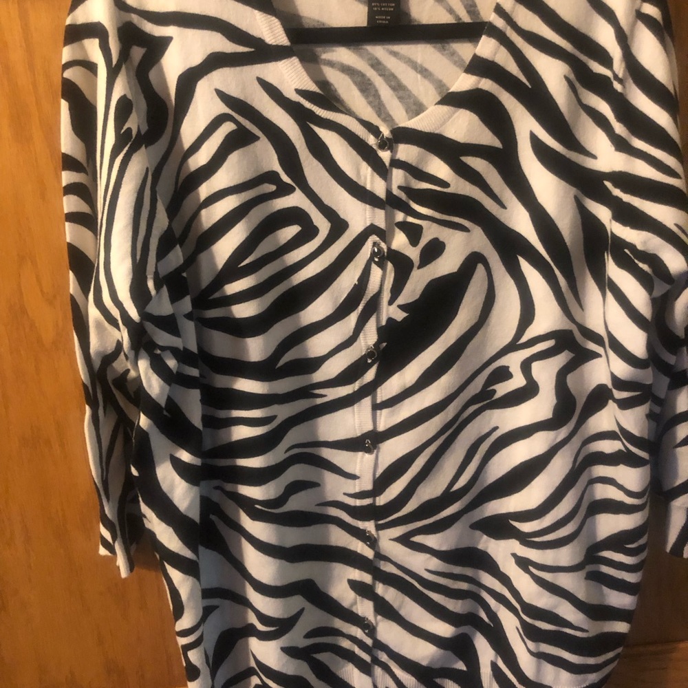Lane Bryant cardigan sweater-Zebra print